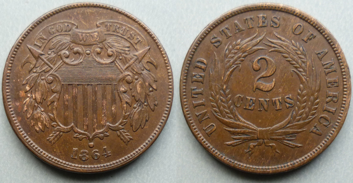 1864 large motto 2 cents 1864 large motto 2 cents